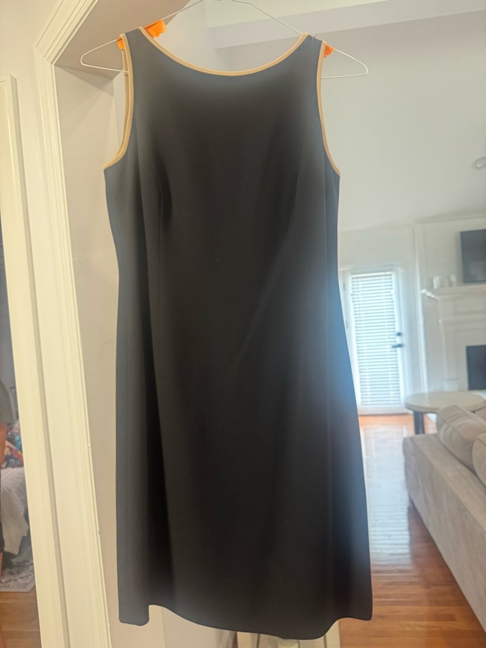 Ann Taylor Black Midi Dress with Cream Trim